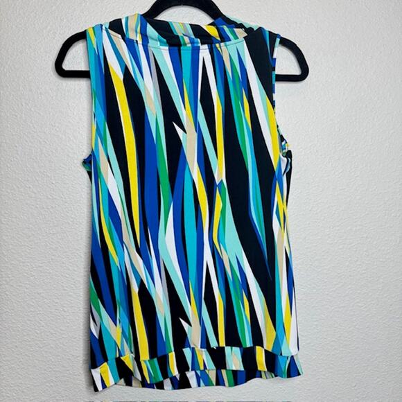Calvin Klein Sz Med Twist Neck Vibrant Abstract Sleeveless Top - Picture 3 of 8